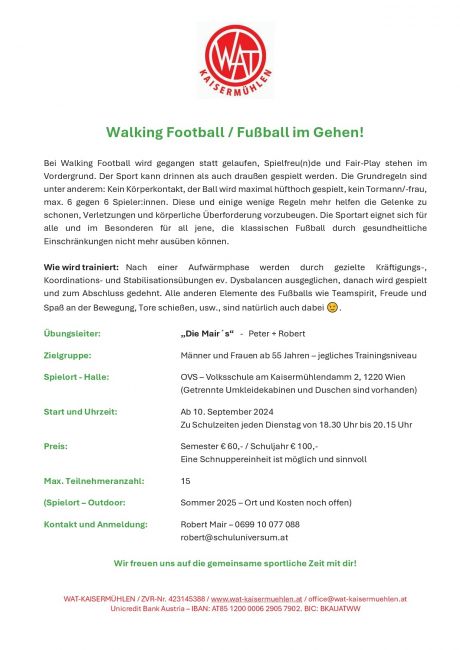 WAT-Kaisermühlen - Walking Football - Flyer 05 2024 Seite 1-2-0001